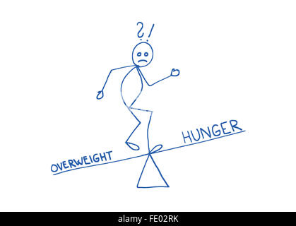 L'embonpoint et de l'équilibre de la faim concept. Système de prise de décisions. Relooking mode de vie. Banque D'Images