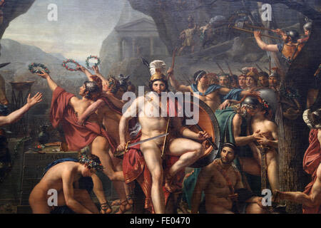 Leonidas aux Thermophyles, 1813 par Jacques-Louis David (1748-1825). Détail du roi de Sparte Léonidas I (mort en 480 avant J.-C.). Louvre. Banque D'Images