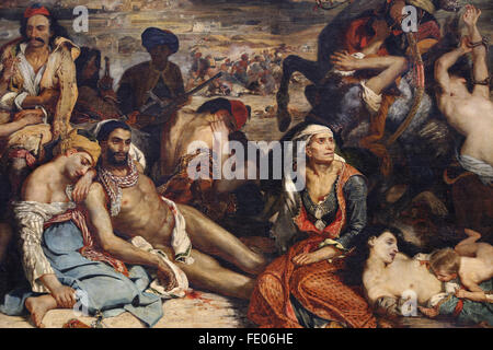 Le massacre de Chios (11 avril 1822), 1824 par le peintre français Eugène Delacroix (1798-1863). Guerre d'Indépendance grecque. Banque D'Images