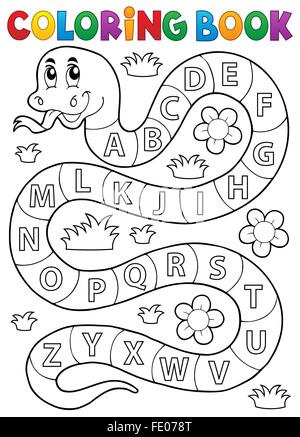 Livre de coloriage serpent au thème de l'alphabet - photo illustration. Banque D'Images