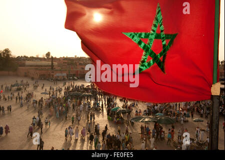 Drapeau de Marrakech, Maroc Banque D'Images