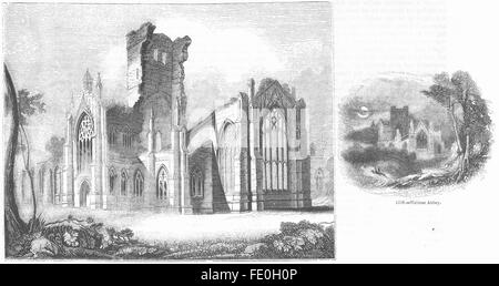 Ecosse : abbaye de Melrose ; ancien , 1845 Banque D'Images