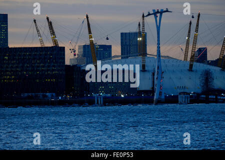 Londres, Royaume-Uni. 3 Février, 2016. Météo France : O2 Arena, Greenwich, Londres 3 Janvier 2016 Credit : claire doherty/Alamy Live News Banque D'Images