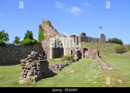 Château de Hastings, battant pavillon Sussex, Kent, Angleterre, Grande-Bretagne, FR, UK Banque D'Images