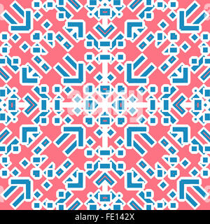 Complexe moderne abstrait géométrique motif de fond sans soudure en mosaïque de couleurs et de tons bleu et rose avec lin blanc Banque D'Images