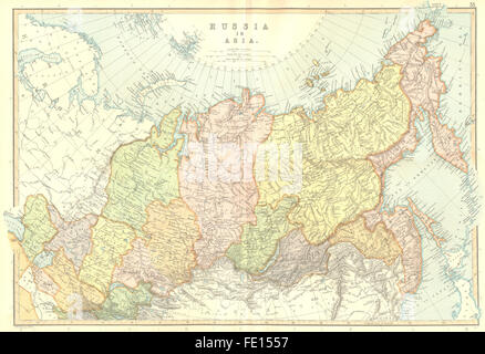 La Russie asiatique : la Sibérie. Provinces.échelle en Fédération de verstes. BLACKIE, 1893 map Banque D'Images