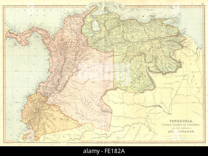 Amérique du Sud : Venezuela Colombie Équateur Panama. La nouvelle Grenade.BLACKIE, 1893 map Banque D'Images