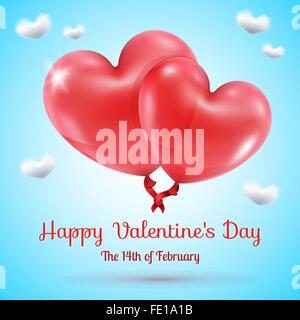 Ballons coeurs avec valentines day text Illustration de Vecteur