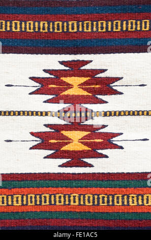 Tapis zapotèque vintage en laine : tapisserie d'Oaxaca tissée à la main, motif oiseau - France