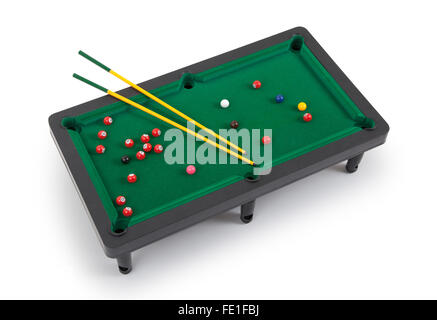 Table de billard miniature sur un fond blanc Banque D'Images