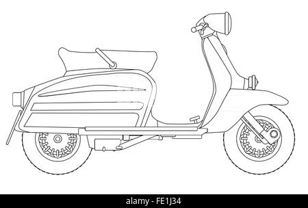 Un typique style 1960 scooter en silhouette sur fond blanc Illustration de Vecteur