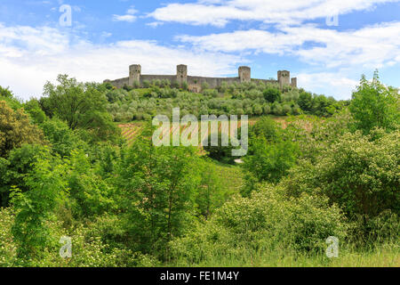 Mur de la ville de Monteriggioni, Toscane, Italie Banque D'Images