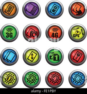 Smarthone specs icons set Illustration de Vecteur