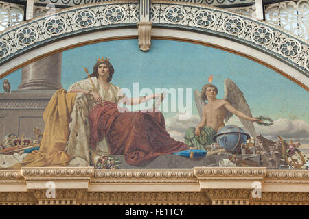 L'Europe. Mosaïque allégorique conçu par Angelo Pietrasanta dans la Galleria Vittorio Emanuele II à Milan, Lombardie, Italie. Banque D'Images