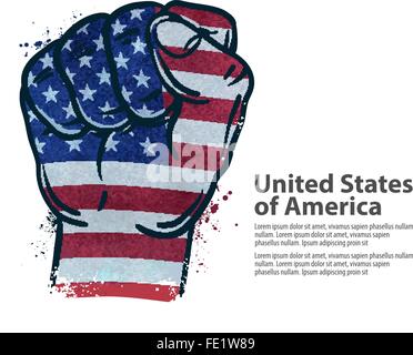 Fist. flag USA, États-Unis d'Amérique. vector illustration Illustration de Vecteur