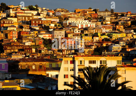 Coucher du soleil à Valparaiso, Chili Banque D'Images