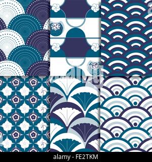 Vector illustration set de 6 patrons japonais Illustration de Vecteur
