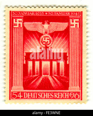 Un timbre imprimé en Allemagne montre image de l'anniversaire de l'Empire allemand, vers 1943. Banque D'Images