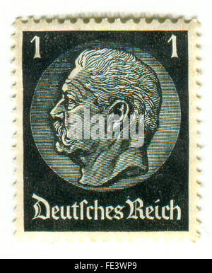 Un timbre imprimé en Allemagne montre l'image de Paul Ludwig Hans Anton von Beneckendorff und von Hindenburg. Banque D'Images