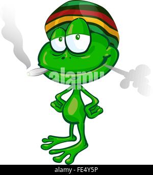 Grenouille jamaïcaine cartoon sur fond blanc Illustration de Vecteur