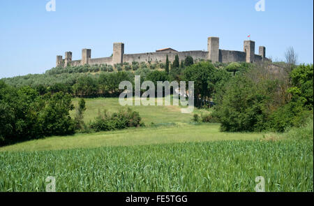 Mur de la ville de Monteriggioni, Toscane, Italie Banque D'Images