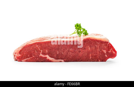 Matières pavé de rumsteak de persil twig isolated on white Banque D'Images