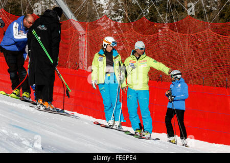 Cortina d'Ampezzo, Italie 24 janvier 2016. Vue de la piste pendant l'AUDI FIS Alpine Ski World Cup super G femmes Formation Banque D'Images