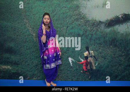 Londres, Royaume-Uni. 4 Février, 2016. Paul Quezada-Neiman Alamy Vivre Punjabi danseuse au destinations Holiday and travel show qui a eu lieu à l'Olympia de Londres Février 2016 Crédit : Paul/Quezada-Neiman Alamy Live News Banque D'Images