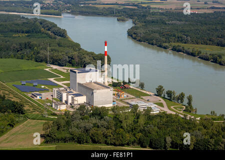 Vue aérienne, l'énergie nucléaire, centrale nucléaire de Zwentendorf Tullnerfeld, réacteur nucléaire, l'eau bouillante Banque D'Images