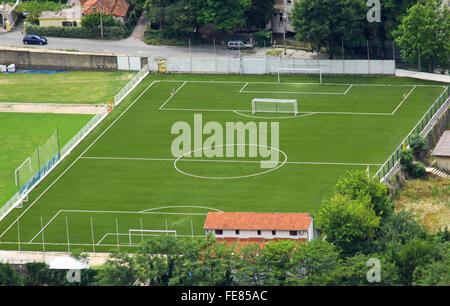 Vue d'oiseau de petite ville football (soccer) Banque D'Images