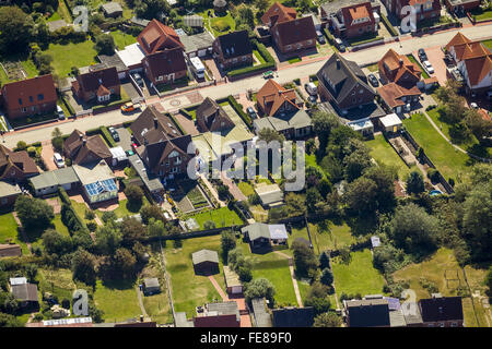 Casque du nord avec des maisons de vacances, par antenne, Norderney, Mer du Nord, l'île de la mer du Nord, îles de la Frise orientale, Basse-Saxe, Allemagne, Banque D'Images