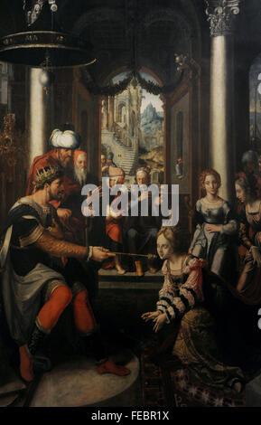 Jan Swart van Groningen (ca.1500-ca.1560). Peintre hollandais. Esther devant le roi Assuérus, ca.1530-1535. Galerie nationale. Prague. République tchèque. Banque D'Images