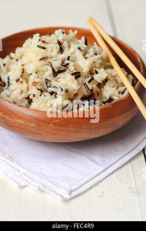 Riz bouilli (Basmati mélangé avec du riz sauvage) Banque D'Images