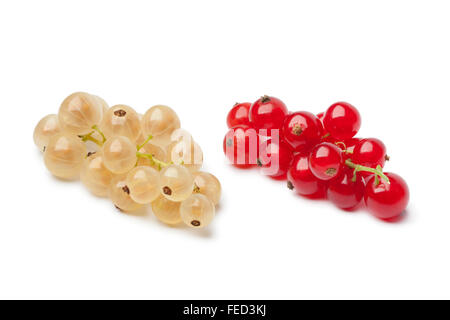 Cassis blanc frais et de groseille rouge sur fond blanc Banque D'Images