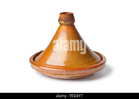 Tajine marocain traditionnel simple sur fond blanc Banque D'Images