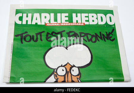 'Je suis Charlie' question de Charlie Hebdo (première édition après assassinats terroristes en 2015) Banque D'Images