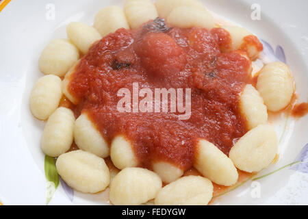 Gnocchi fait maison avec sauce tomate fraîche Banque D'Images