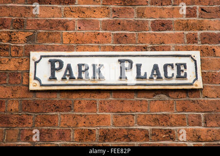 Park Place, plaque de rue, Leeds, West Yorkshire Banque D'Images