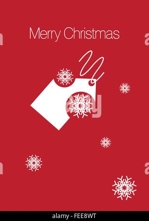 Carte de Noël rouge avec Tag et la neige Faux
