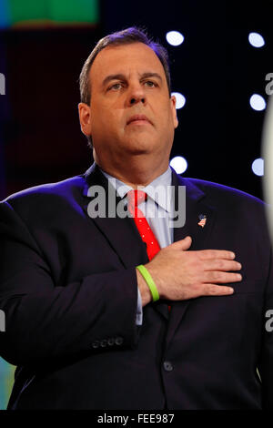 LAS VEGAS, NV - 15 DÉCEMBRE : candidat présidentiel républicain NJ Gov. Chris Christie a part plus de cœur à CNN débat présidentiel au Venetian Las Vegas le 15 décembre 2015 à Las Vegas, Nevada Banque D'Images