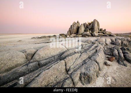 Formation rocheuse de granit sur Kubu Island Banque D'Images