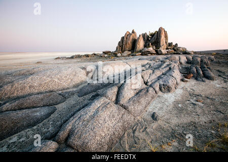 Formation rocheuse de granit sur Kubu Island Banque D'Images