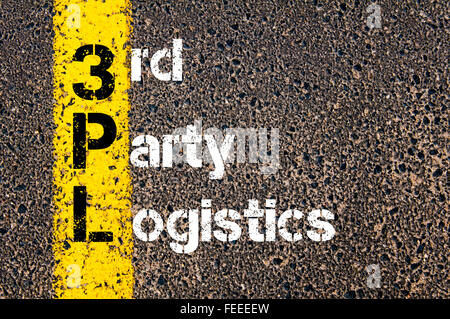 Concept image Sigle 3PL Third party logistics écrit plus de signalisation de la ligne de peinture jaune. Banque D'Images