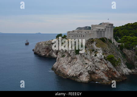 Ft. Lawrence se trouve au-dessus de la mer Adriatique, près de la vieille ville de Dubrovnik, Croatie. Banque D'Images