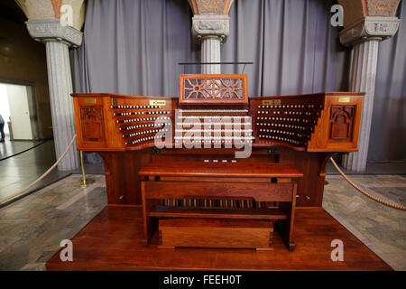 Console d'orgue dans la salle bleue à à l'hôtel de ville de Stockholm, Stockholm, Suède Banque D'Images