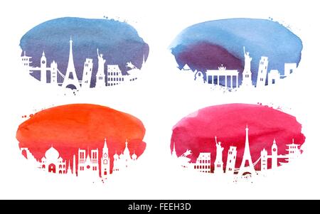 Voyage. bâtiments historiques du monde. vector illustration Illustration de Vecteur