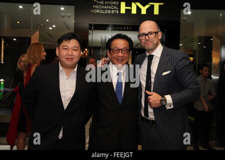 Kuala Lumpur, Malaisie. Le 04 février, 2016. Photo de groupe lors du lancement de HYT Starhill Gallery Boutique dans Kuala Lumpur. Lancement boutique HYT Starhill Gallery à Kuala Lumpur. © Soh Chee Wei/Pacific Press/Alamy Live News Banque D'Images