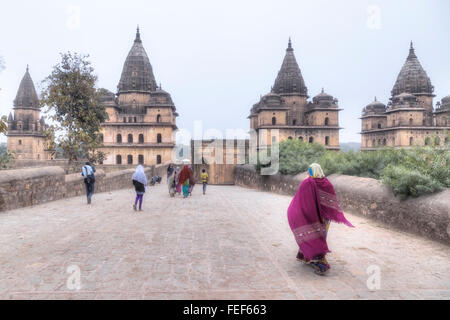 Cénotaphes, Orchha, le Madhya Pradesh, en Inde, en Asie du Sud Banque D'Images