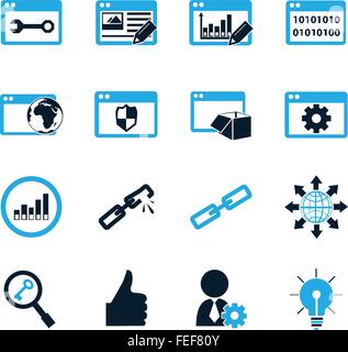 SEO et développement icons set Illustration de Vecteur