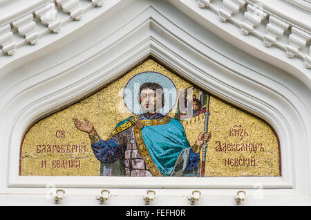 Mosaïque sur la cathédrale Alexandre Nevsky à Tallinn, close-up Banque D'Images